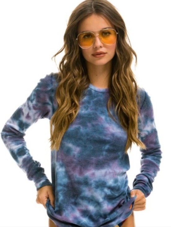 Aviator Nation Tops - Aviator Nation Hand Dyed Unisex Tie Dye Thermal Long Sleeve Waffle Knit Shirt XS
